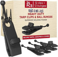 24 Pack - Tarp Clips Heavy Duty Lock Grip & Tarp Tie Downs Bungee Cords with Balls - Super Strong - Heavy Duty Clamps, Alligator Design - Secures Tarps, Tents, Awnings, Banners or Covers (24 Pack) by King-A-Ma-Gigs