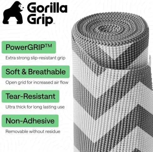 GORILLA GRIP powerGRIP Drawer Shelf and Cabinet Liner, 12"x10', Gray White - Image 2