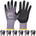 LOCCEF Work Gloves MicroFoam Nitrile Coated-6 Pairs,Endurance Seamless Knit Nylon,Dots on palm,Tacky Dot Grip Gloves by LOCCEF