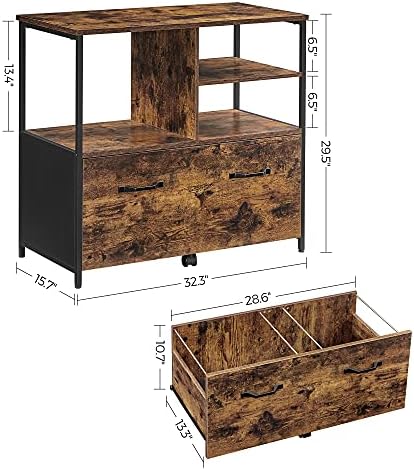 VASAGLE Lateral File Cabinet, Printer Stand with Open Shelves and Drawer - Image 3