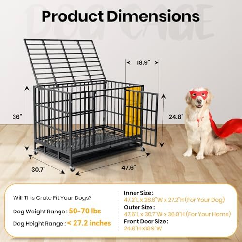 Oranland 48 Inch Heavy Duty Dog Crate,Upgraded Reinforced Baseplate - Image 3