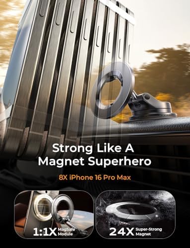 LISEN for MagSafe Car Mount [3800gf Strong Magnet&90+LBS Suction] 360° Adjustable Vacuum Magnetic Phone Holders for Your Car, for iPhone 18 Pro Max 17 16 15 14 13 12 Plus Air for Shower All Smartphone - Image 5
