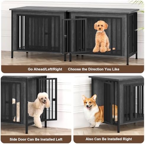 EasyCom 31.5" Dog Crate Furniture for 1 or 2 Dogs, 20-35 Pounds, Dark Grey - Image 2