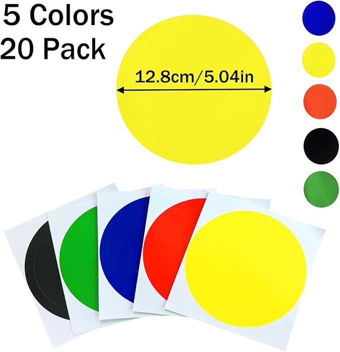 5inch Colored Moving Large Round Labels-20PCS Circle Labels Dots Stickers - Image 5
