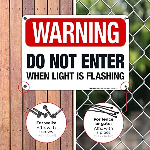 Warning Do Not Enter When Light is Flashing Sign, - Image 4