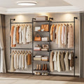 ONBRILL T1 Wall Mounted Closet System with 6 Wood Shelves & 4 Hanging Rods by ONBRILL