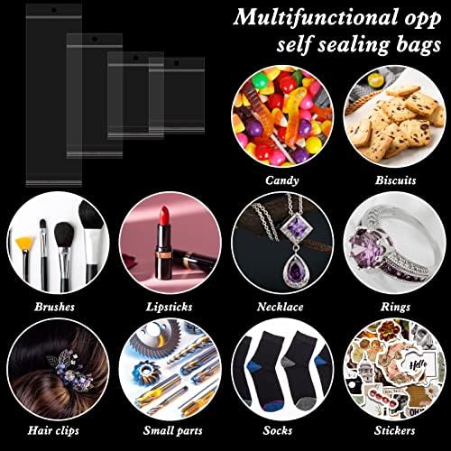 400Pcs Self Sealing Bag with Hang Hole Resealable Storage Bag Clear Plastic Hanging Bag for Packaging Necklaces Earrings Jewelry, 3.5 x 4.7inch, 3.5 x 5.5inch, 3.5 x 7.8 inch, 3.5 x 11.8 inch - Image 2