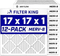 Filter King 17x17x1 Air Filter MERV 8, AC Furnace Filters (12-Pack) by FilterKing