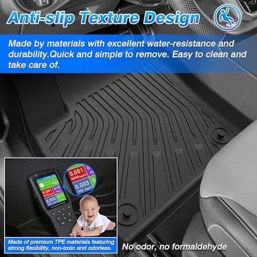 Floor Mats for 2019-2026 Chevy Silverado/GMC Sierra 1500, 2020-2026 2500 HD/3500 HD Crew Cab (Fit w/Under-Seat Storage), All Weather Floor Liners for Silverado Accessories, Heavy Duty TPE Car Mats - Image 6