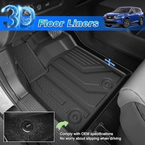 Rogue Floor Mats - Car Mats for Nissan Rogue (No fit Rogue Sport) 2021-2026, All Weather Floor Mats Cargo Liner with Backrest Mat and Door Sill Guards for Rogue Accessories, Heavy Duty Rubber Mats - Image 2