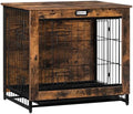 Dog Crate Furniture, 25.5" Small Dog Kennel Indoor, Wooden Cage with Pull-Out Tray, Double Doors Pet House Side End Table for Small/Medium Dogs, Rustic Brown BF642GW03G1 by HOOBRO