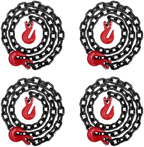 4PK Falcon Cargo 5/8" X 10' Grade 80 Transport Binder Chain - 18,100 LBS WLL - Clevis Grab Hook, Tie-Down, Towing by Falcon+Cargo