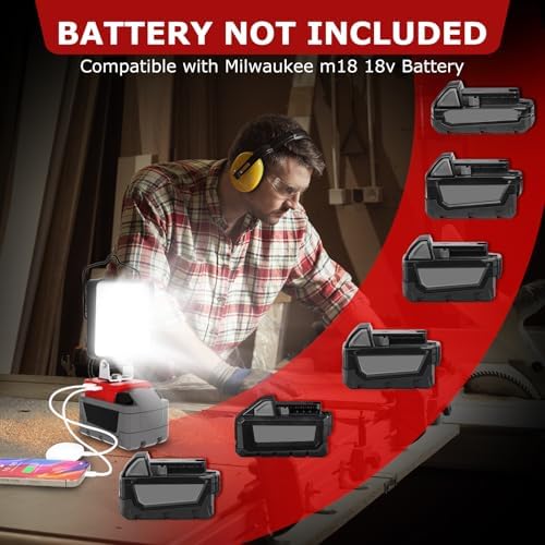 2 Pcs Cordless LED Work Light for Milwaukee m18 18v Battery, 132W 13200LM Battery Light for Milwaukee 18v Tools, Fathers Day Gift,Flood Lighting with USB & Type-C Charging Port,Low Voltage Protection - Image 2