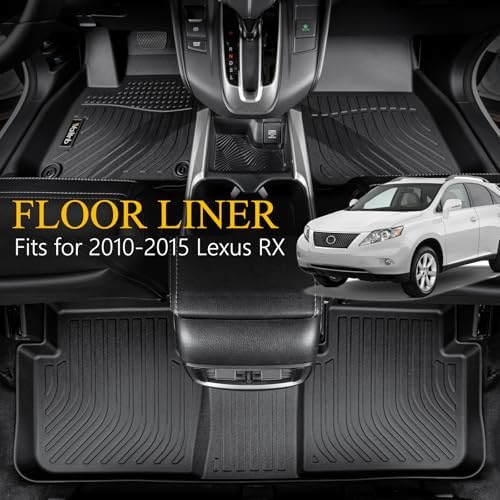 Wailtnb-Car Floor Mats for Lexus RX | RX 350 | RX450h 2010-2015 All Weather Floor Mats Cargo Liner Car Mat for RX TPE Waterproof Trunk Liners Fits RX Full Set Accessories Black 2015 - Image 2