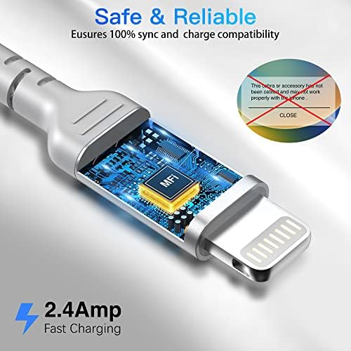 1.5ft iPhone Charging Cable Short, 3-Pack Braided USB A to Lightning Cord CarPlay [MFi Certified] Compatible with Apple iPhone 14 13 12 11 Pro/Max/Mini Xs SE2, Short Lightning Cable for Car - Image 2