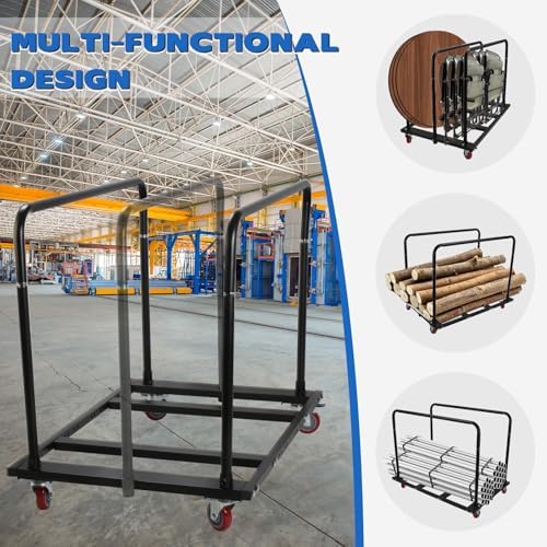 Folding Table Cart, Heavy Duty Panel Cart with 1,800LBS Capacity & 10 Table Holder, Features Swivel Casters for Easy Transport, Ideal for Catering Events, Wedding Receptions, and Conference Setups - Image 4