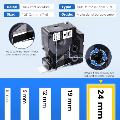 Freshworld 3X Replace for DYMO Label Maker Refills 1 Inch 23 Ft White 53713 - Image 2