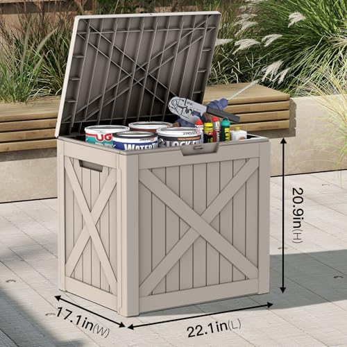 Mars Villa 31 Gallon Deck Box, Waterproof Outdoor Storage Box, Grey - Image 2