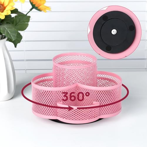 Topwey Pink Rotating Pencil Holder for Desk Office - Image 2