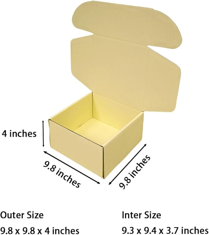 10 Pcs 9.8 x 9.8 x 4 inches Large Size Corrugated Cardboard Gift Boxes - Image 2