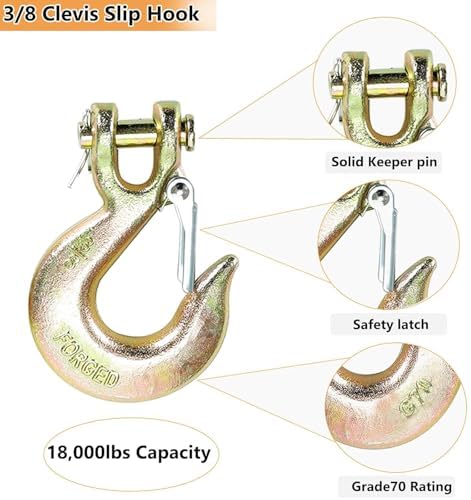 1/2" Chain Hooks, 4‑Pack Heavy Duty Clevis Slip Hook for Trailers - Image 6