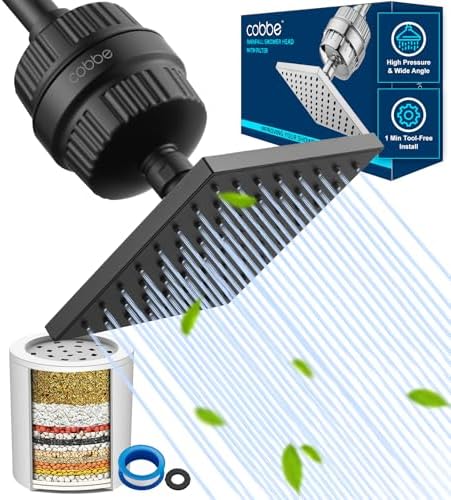 Cobbe High Pressure Filtered Shower Head with Filters for Hard Water Combo by Cobbe