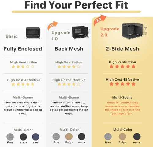 Seiyierr 48 Inche Dog Crate Cover, Double Door Dog Kennel Cover for Large Wire Dog Crate, Lightweight 600D Polyester Windproof Pet Crate Covers, Cover Only, Black - Image 5