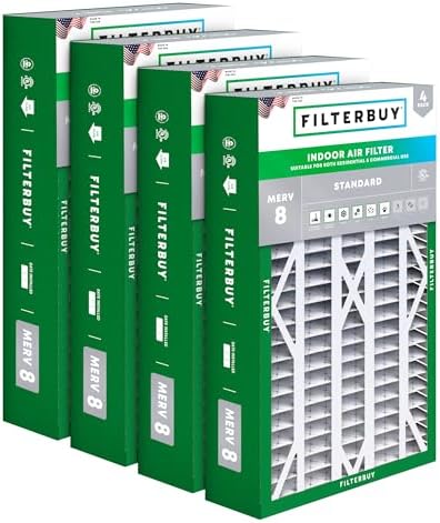 Filterbuy 16x28x6 Air Filter MERV 8 Dust & Allergy Defense (4-Pack) by Filterbuy