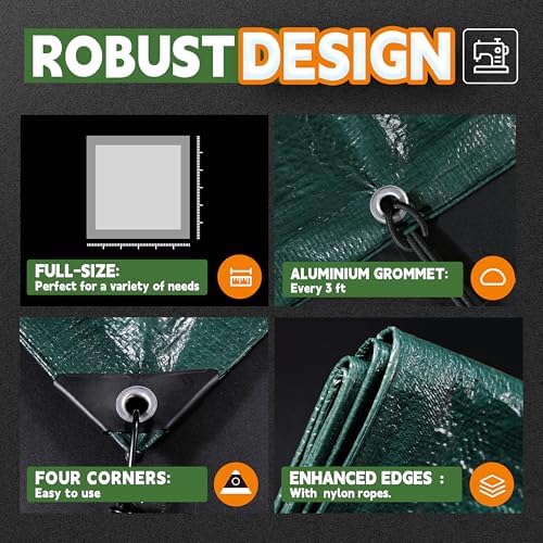 RAINDEWAY Green Tarp 6x10 Feet,5.5Mil Multipurpose Waterproof Tarps Cover - Image 4