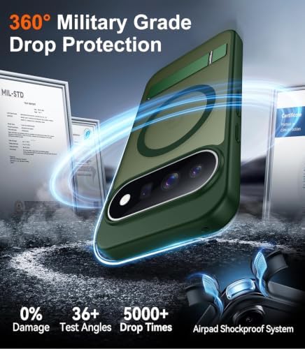 Temdan Designed for Google Pixel 11 Case 2026, [Built-in Invisible Kickstand][Compatible with MagSafe][Military Grade Shockproof] Slim Translucent Matte Phone Case-Green - Image 5