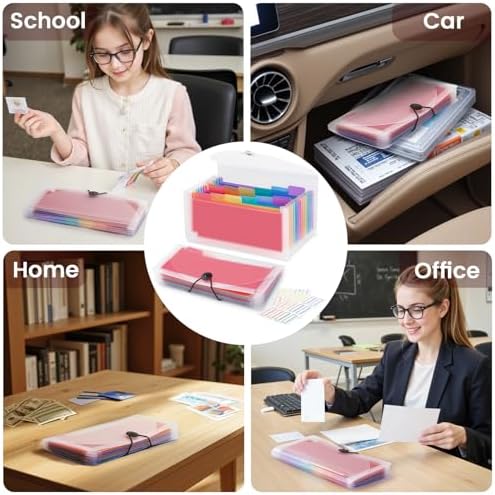 13 Pocket A6 Receipt Organizer, 2 Pack Small Accordion File Organizer, Coupon Organizer with Labels - Clear - Image 7