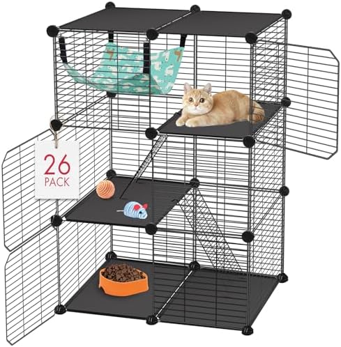 VISCOO Cat Cage(for Kitten), 3-Tier DIY Catio Cat Enclosures, 24"x16"x 36" by VISCOO