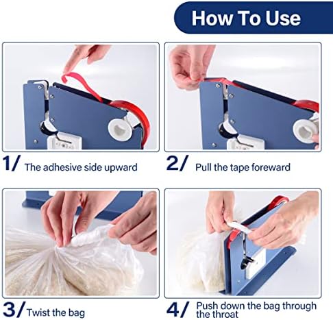 kimilus Steel Tape Bag Sealer with 2 Bag Sealing Tape, Plastic Bag Sealer Poly Bag Sealer for Meat Cake Bread Icing, Heavy Duty Metal Produce Bag Sealing Taper Dispenser - Image 4