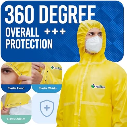 Medtecs Hazmat Suits - 6 Sizes Options - Disposable Coveralls Suit, Medical Protective Coverall PPE Hazmat Suits - Image 2
