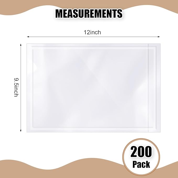 Cholemy 200 Pcs 9.5 x 12 in Clear Packing List Envelopes Shipping Pouches - Image 2