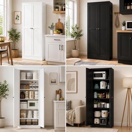 AQY Metal Pantry Cabinet, 61" Black Kitchen Storage Cabinet with Doors - Image 4