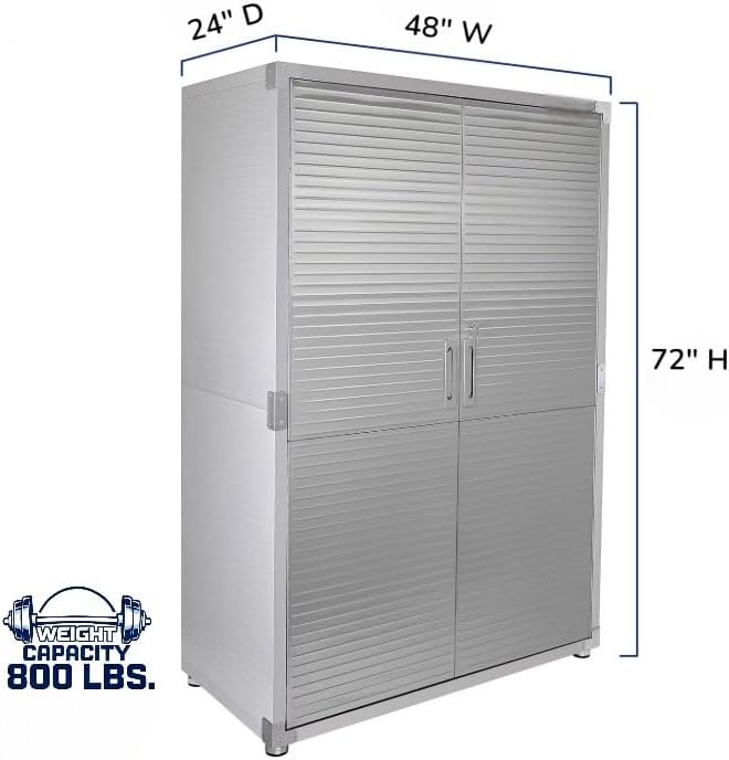 UltraGarage Heavy-Duty Metal Storage Cabinet, Industrial Grade Steel Construction with Slatted Doors, Lock Keys,Professional Garage Organization System (Granite, 48" W x 24" D x 72" H) - Image 3