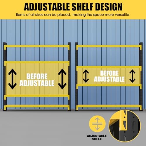 Heavy Duty Warehouse Shelving 4-Tier Industrial Steel Storage Shelves, 2600LB Capacity Per Shelf, Adjustable Shelves for Garage/Factory/Commercial Use (Yellow and Black, W48*D23.7*H79) - Image 4