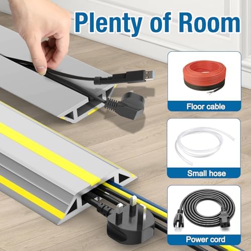 Eapele Floor Cord Cover 10ft (2 Pack) Cord Covers for Wires on Floor, Heavy Duty Extension Cord Cover, Rubber Floor Cable Cover, Prevent Trip Hazard for Sidewalk Home Office Outdoor or Indoor Settings - Image 7