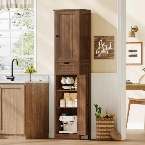 Iwell 66.9" Tall Bathroom Storage Cabinet with 2 Doors & 1 Drawer - Image 5