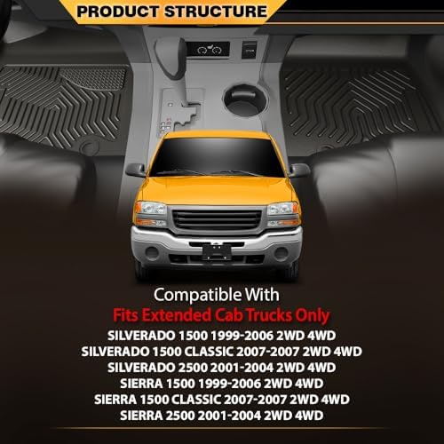 G-PLUS Cargo Liners Fit 1999-2007 Silverado/Sierra 1500 2500 Extended Cab - Image 2