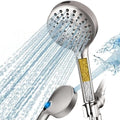 BRIGHT SHOWERS Filtered Shower Head with Handheld, High Pressure 9 Spray Mode Showerhead with Long Hose and Bracket, Water Softener Filters Beads for Hard Water - Removes Chlorine, Brushed Nickel by BRIGHTSHOWERS