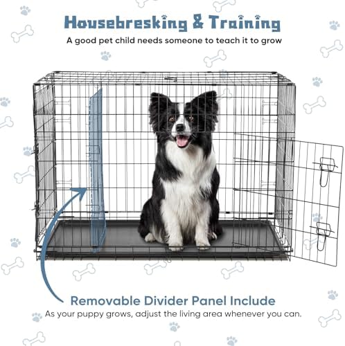 DUMOS 42 Inch Dog Crate, Medium Large Foldable Dog Cage Pet Kennel - Image 4