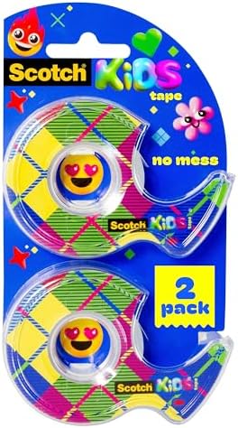 Scotch Kids Tape Dispenser, Invisible, 2 Tape Rolls with Dispensers by ScotchBrand