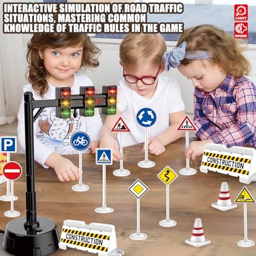 Traffic Light Toy with LED and Sound, Traffic Lights Set for Kids 3-7 - Image 6