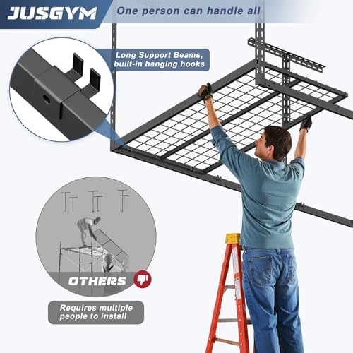 4X8FT Overhead Garage Storage Rack 750LBS Capacity, 26"-40" Height Adjust - Image 4