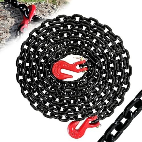 G80 Transport Binder Chain,14FT 1/4“ Trailer Safety Chains with Clevis Grab Hooks,3300 Lbs Safe Working Load Heavy Duty Chain for Transporting,Towing,Logging Tie Down Binding by SENKEYFE