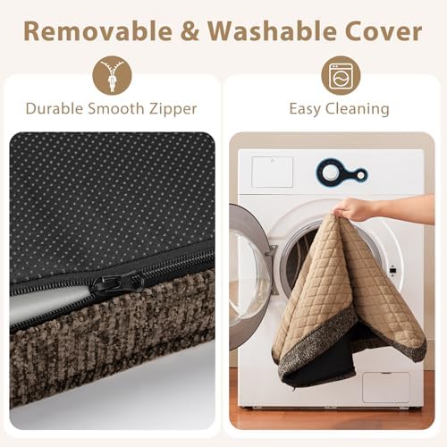 JOEJOY Orthopedic Dog Bed for Small Dogs, Washable Dog Crate Bed Small Sized with Removable Cover, Egg Memory Foam Pet Beds, Brown, 23"x17" - Image 6