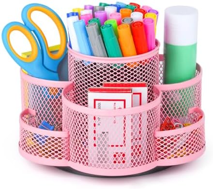 Topwey Pink Rotating Pencil Holder for Desk Office by Topwey