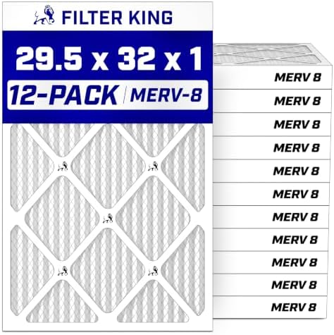 Filter King 29.5x32x1 Air Filter MERV 8, AC Furnace Filters (12-Pack) by FilterKing